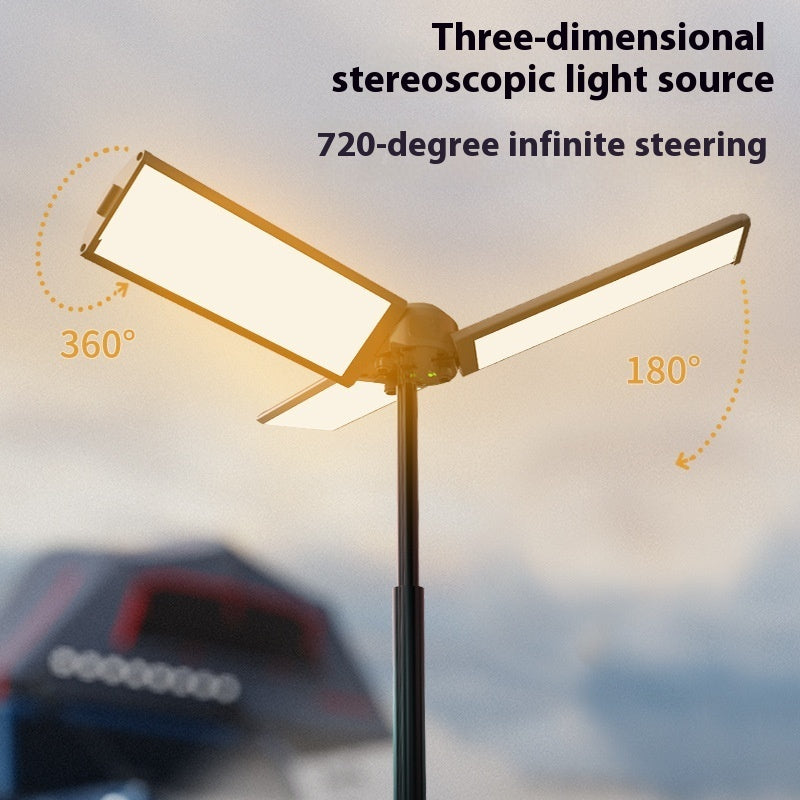 Illuminate Your Adventures with the Rechargeable Multifunctional Three Leaf Bracket Camping Lantern